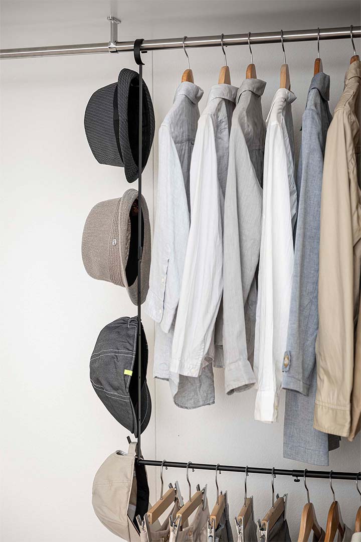 伸縮収納力アップ２段ハンガー スマート ブラック