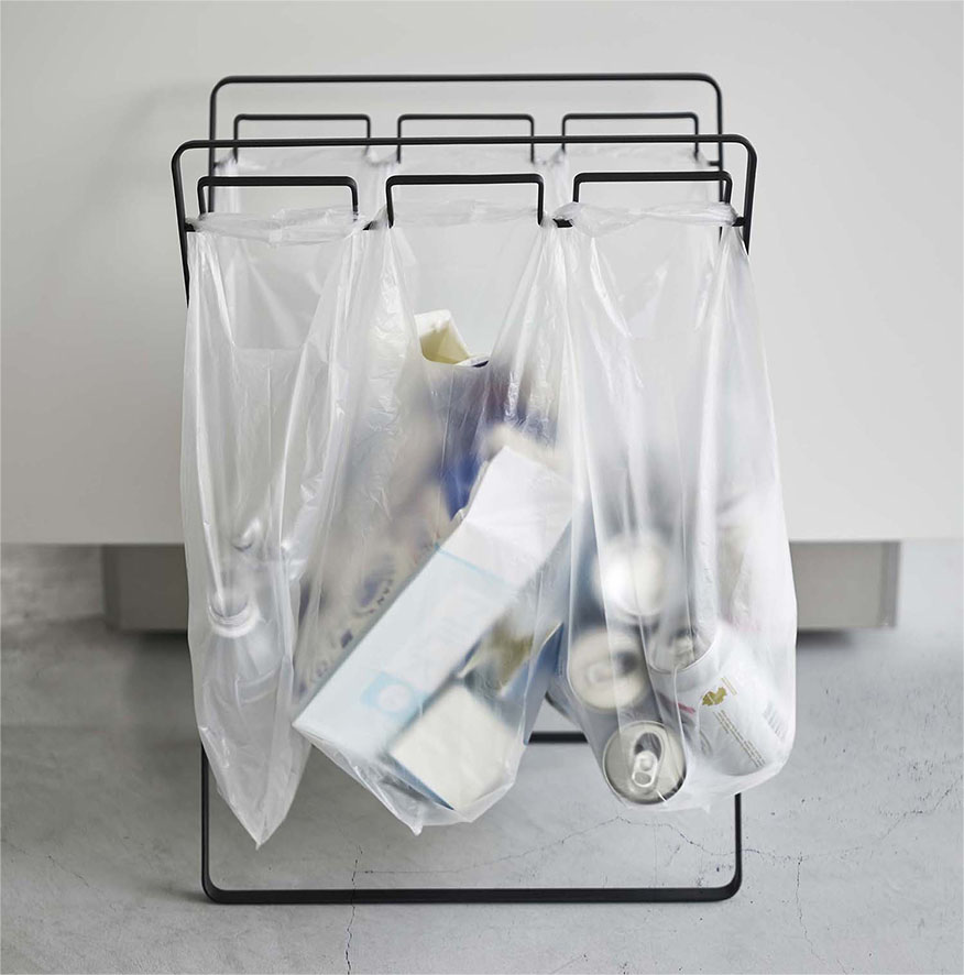 レジ袋3連＆45Lゴミ袋スタンド タワー ホワイト