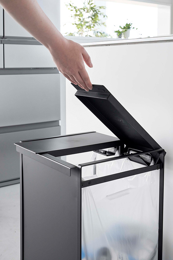 蓋付き目隠し分別ダストワゴン タワー 2分別 ホワイト