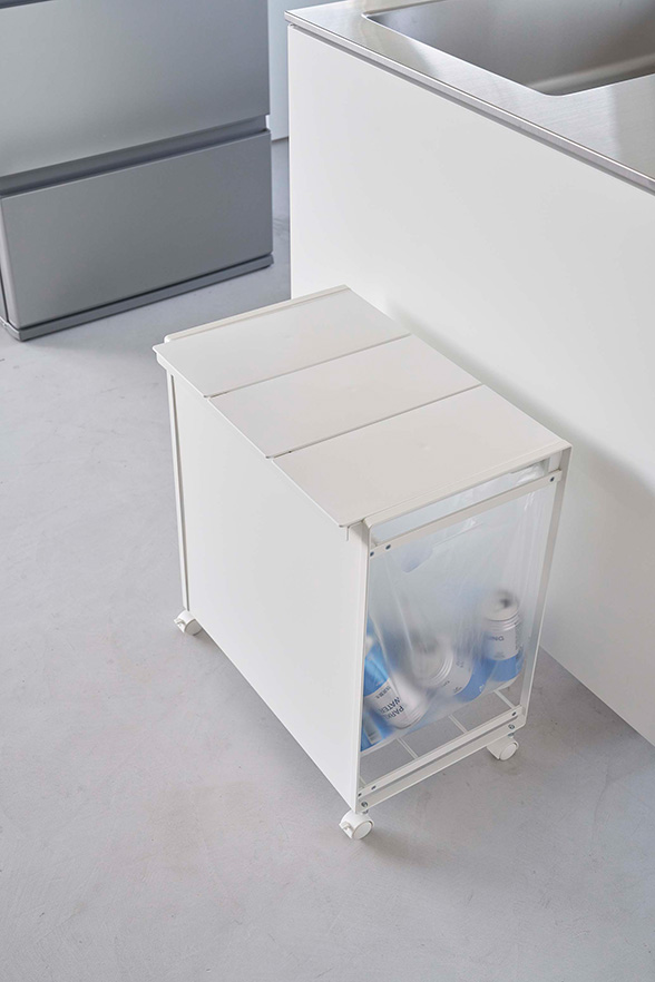 蓋付き目隠し分別ダストワゴン タワー 3分別 ブラック