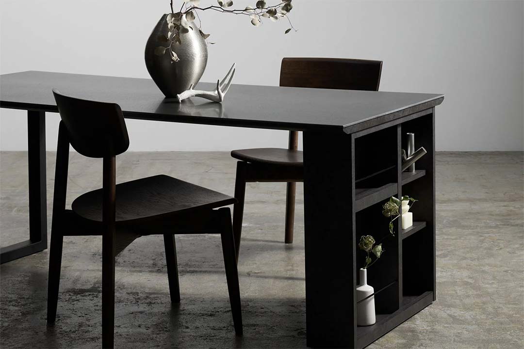 レグル ダイニングテーブル エンドボックス ブラック(W135) Rアイアングレイ