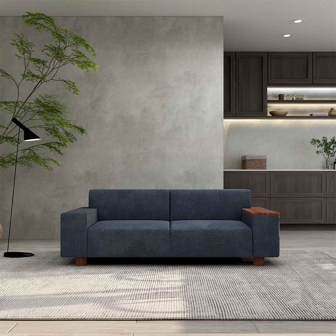 BRICK 2.5人掛け 左木肘付（脚カラー：ウォールナット） GROUP4-HUブルーグレー