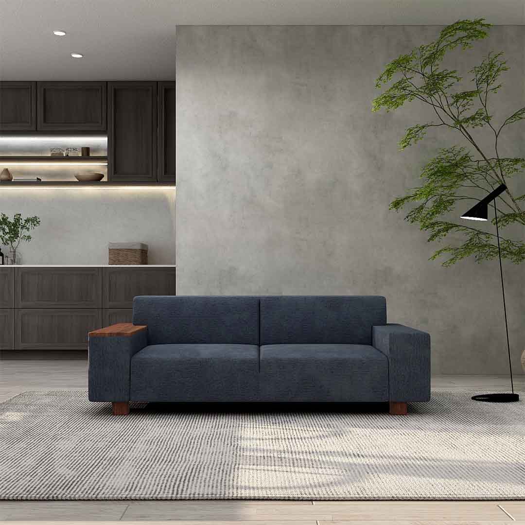 BRICK 2.5人掛け 右木肘付(脚カラー:ウォールナット) GROUP4-HUチャコールグレー