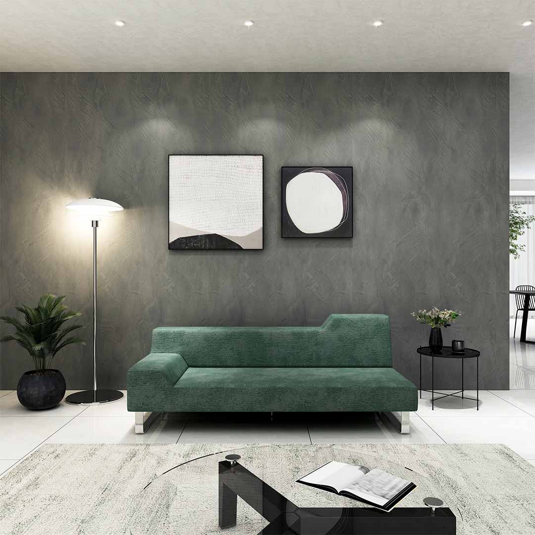 SIESTA 2.5人掛け 右肘付（脚カラー：クロムメッキ） GROUP4-HUチャコールグレー