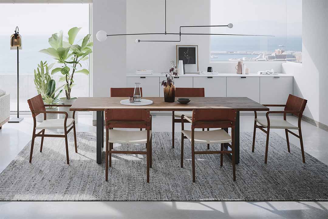 YU UC3 ダイニングチェア（脚カラー：ウォールナット） RANK5 A783（ホワイト＆リネン）