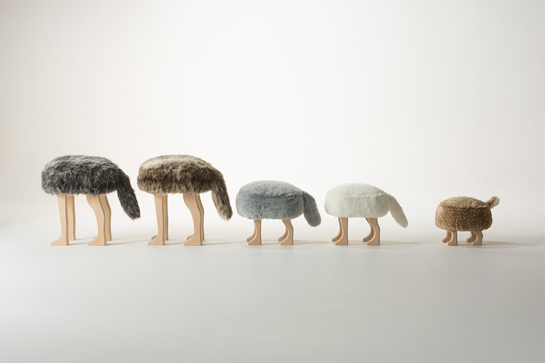 ANIMAL STOOL L ウルフグレーミックス
