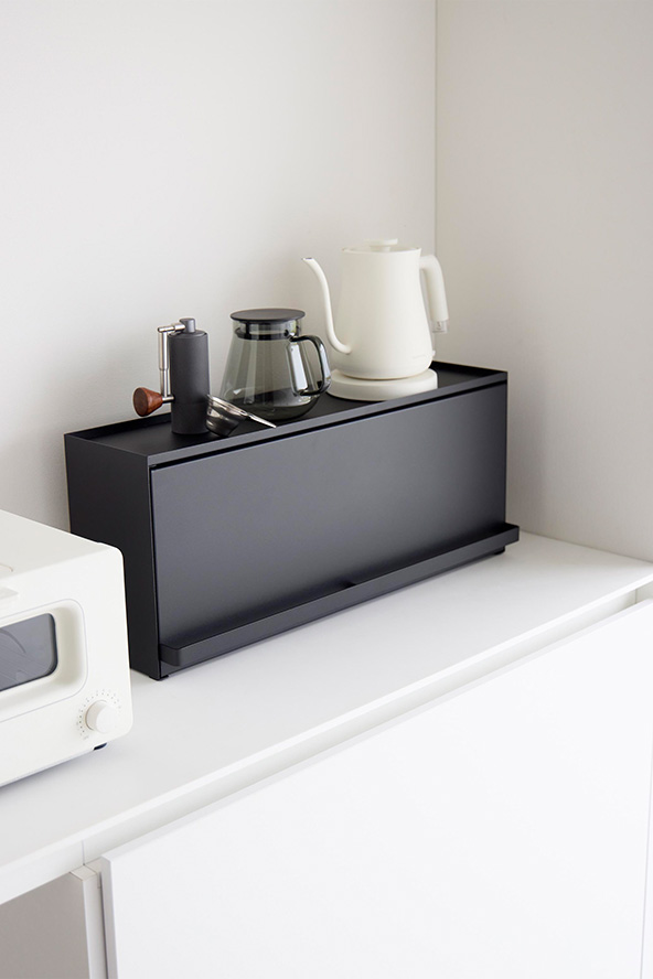 前が開くキッチンカウンター上収納ラック タワー Ｄ15 ホワイト