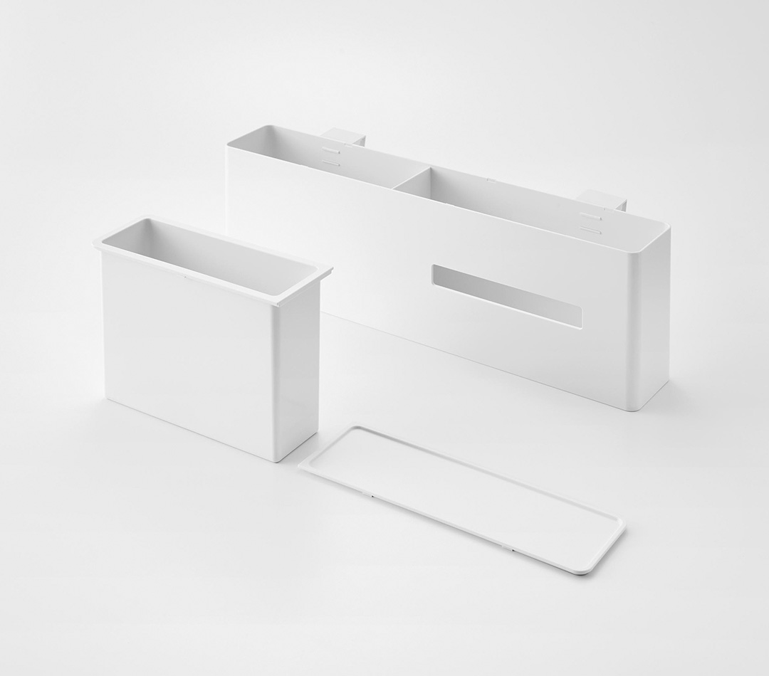 引っ掛けティッシュケース＆ダストボックス タワー ホワイト