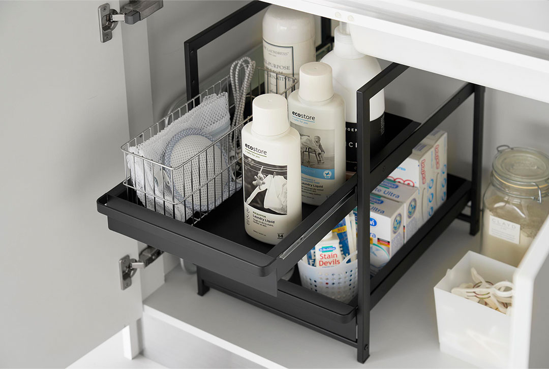 シンク下スライドラック タワー 2段 ホワイト