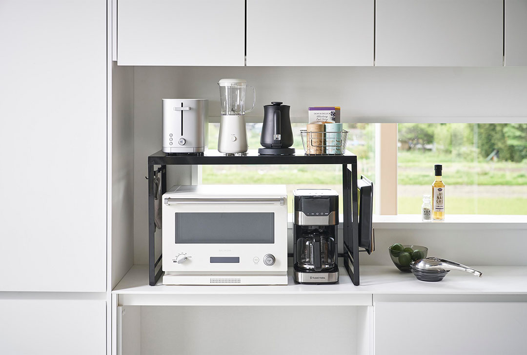 スチールパネル付きレンジラック タワー W75 ホワイト