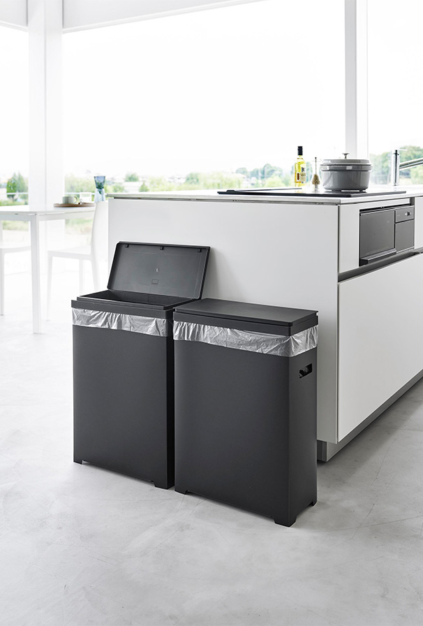 スリム蓋付きゴミ箱 タワー 横開きタイプ 2個組 ホワイト