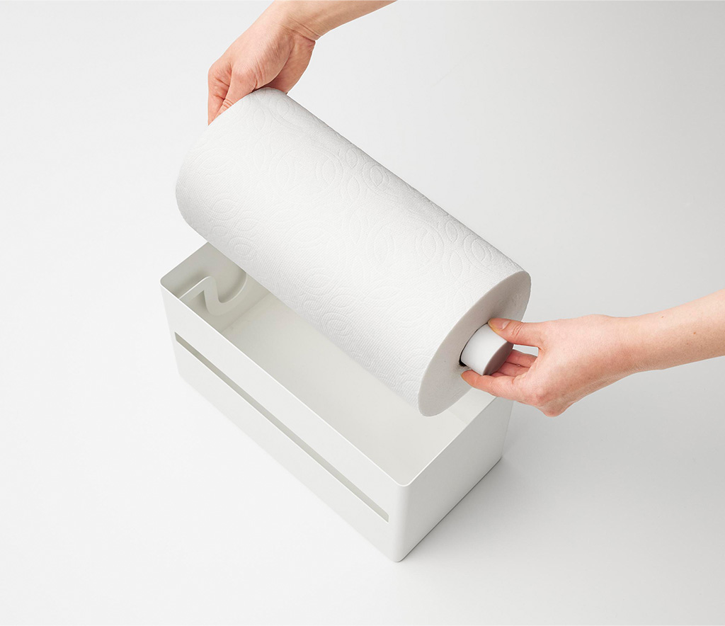 片手でカット隠せるキッチンペーパーホルダー リン L ブラウン