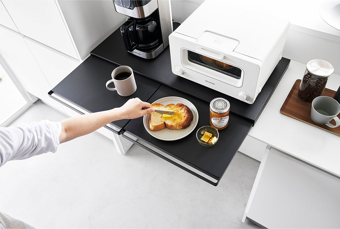 キッチン家電下スライドテーブル タワー W80 ホワイト