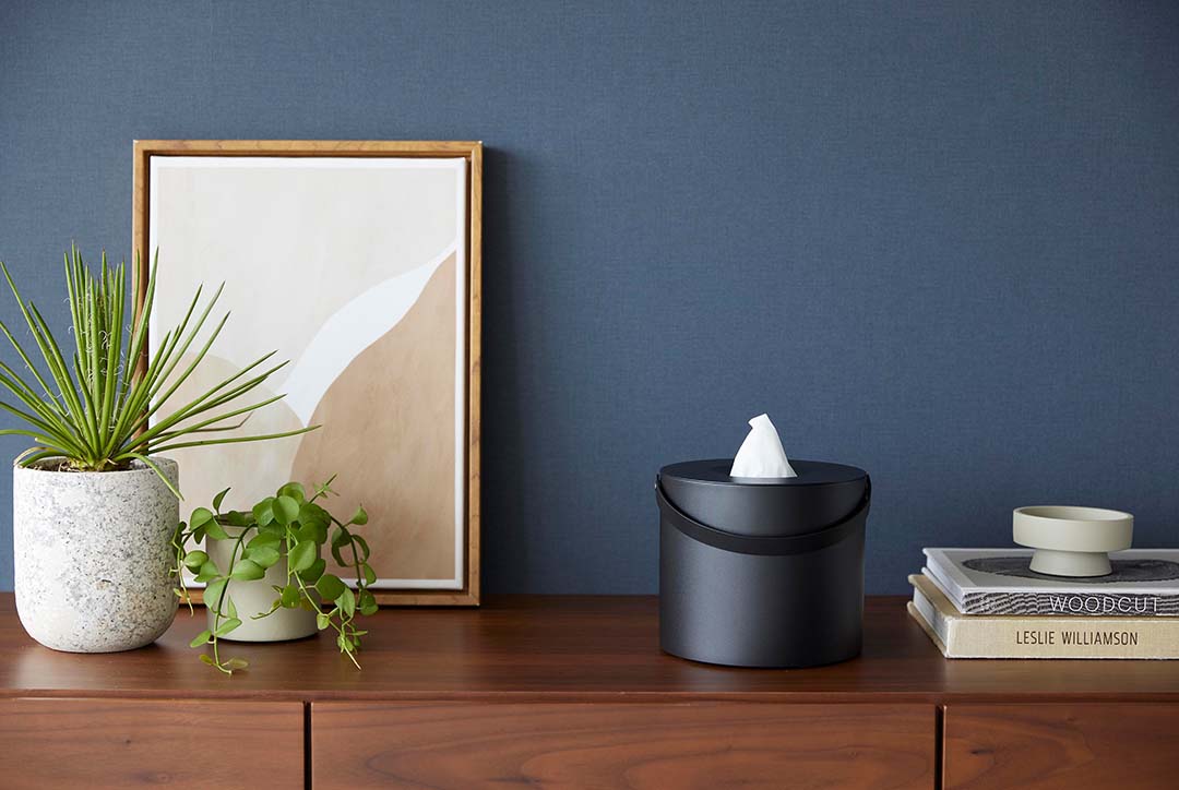 ハンドル付きティッシュケース タワー ブラック