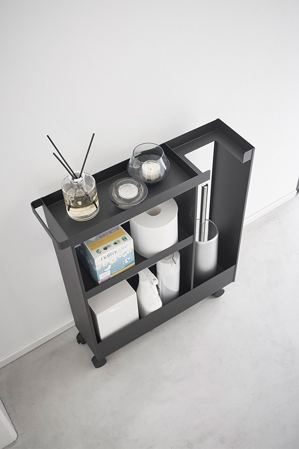 キャスター付きトイレスリムワゴン タワー 3段 ホワイト