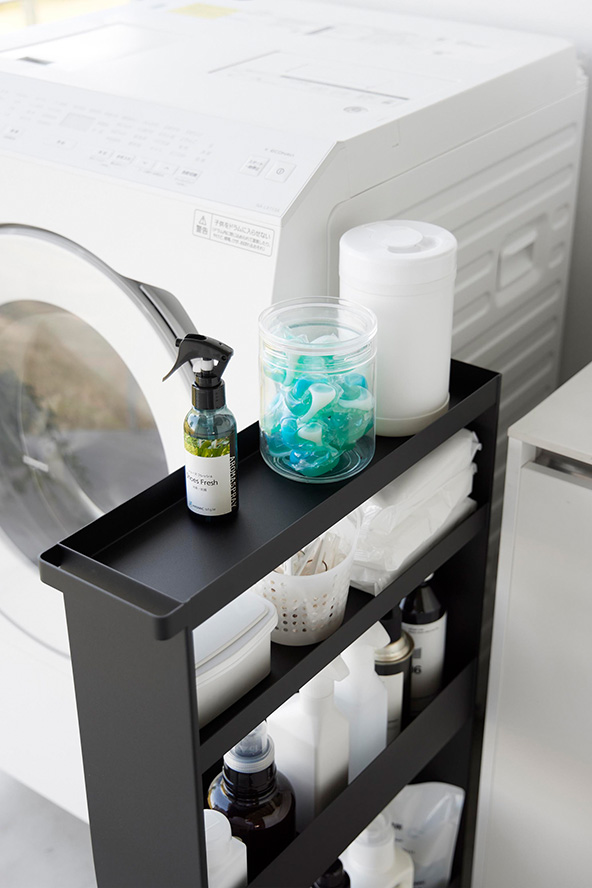 キャスター付きスリムワゴン タワー 4段 ホワイト