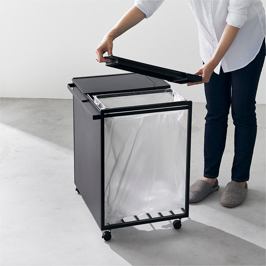 蓋付き目隠し分別ダストワゴン タワー 45L 2分別 ホワイト