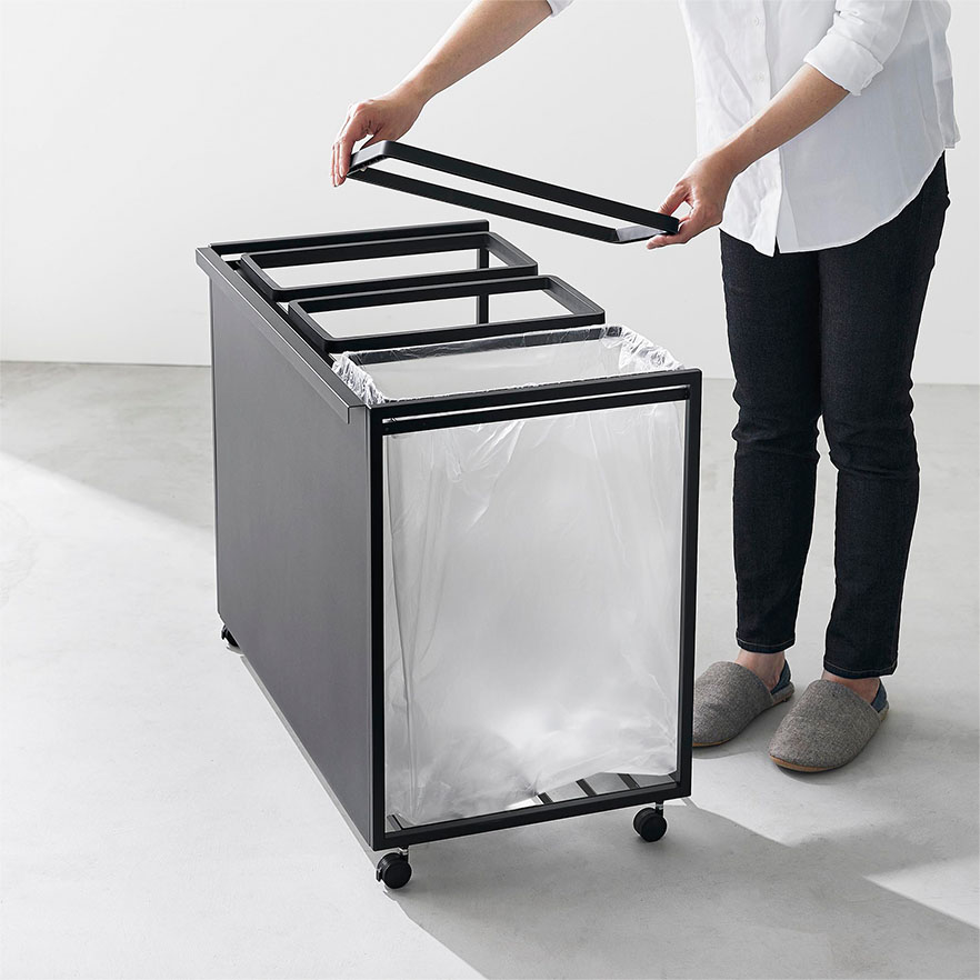 目隠し分別ダストワゴン タワー 45L 3分別 ホワイト