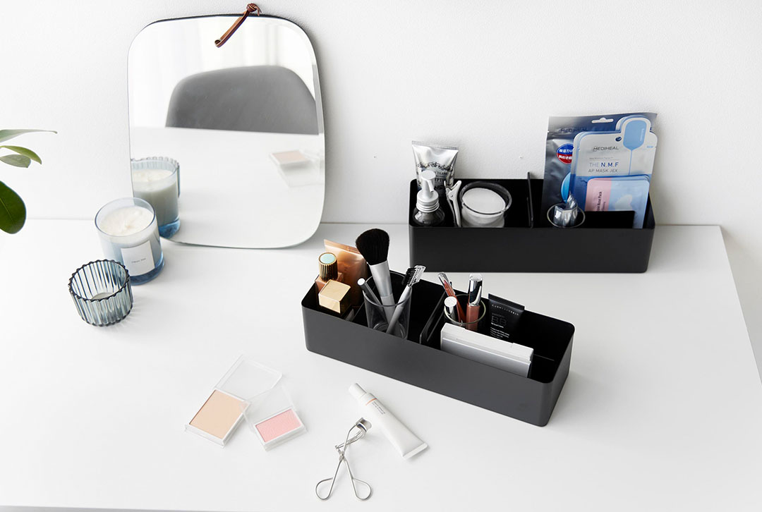 ハンドル付きスリム収納ボックス タワー ホワイト