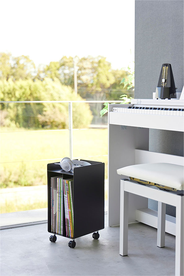 ピアノ下楽譜収納ワゴン タワー ホワイト