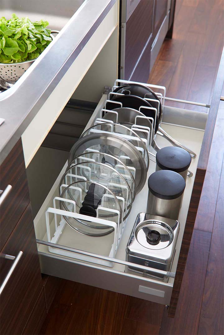 シンク下 フライパン＆鍋蓋スタンド タワー ホワイト