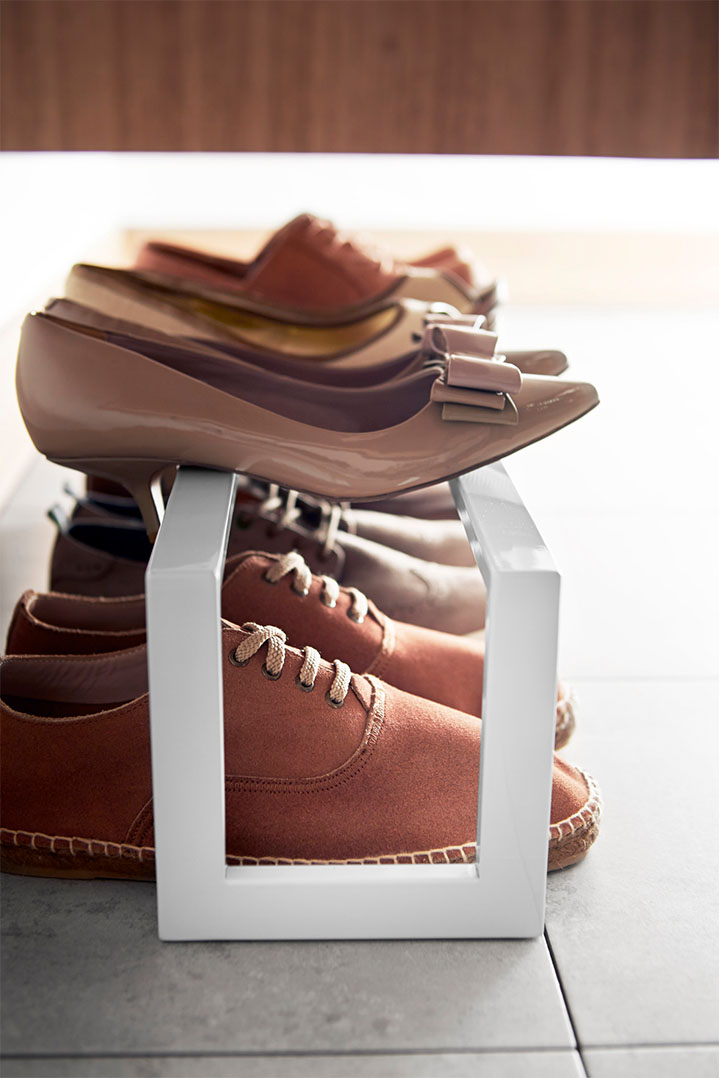 伸縮シューズラック ライン 1段 ホワイト