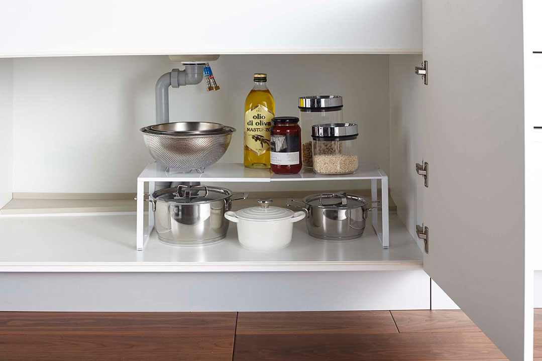 伸縮収納棚 タワー ホワイト