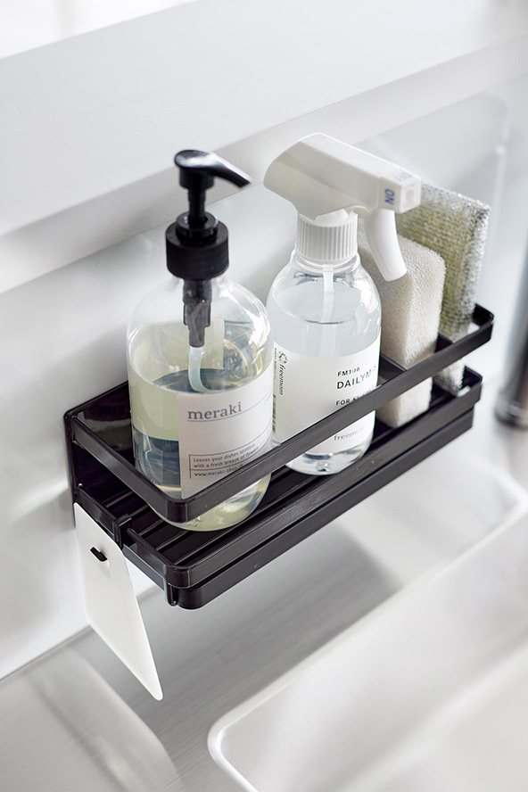 マグネットスポンジ＆ディスペンサーラック タワー トレー付き ホワイト