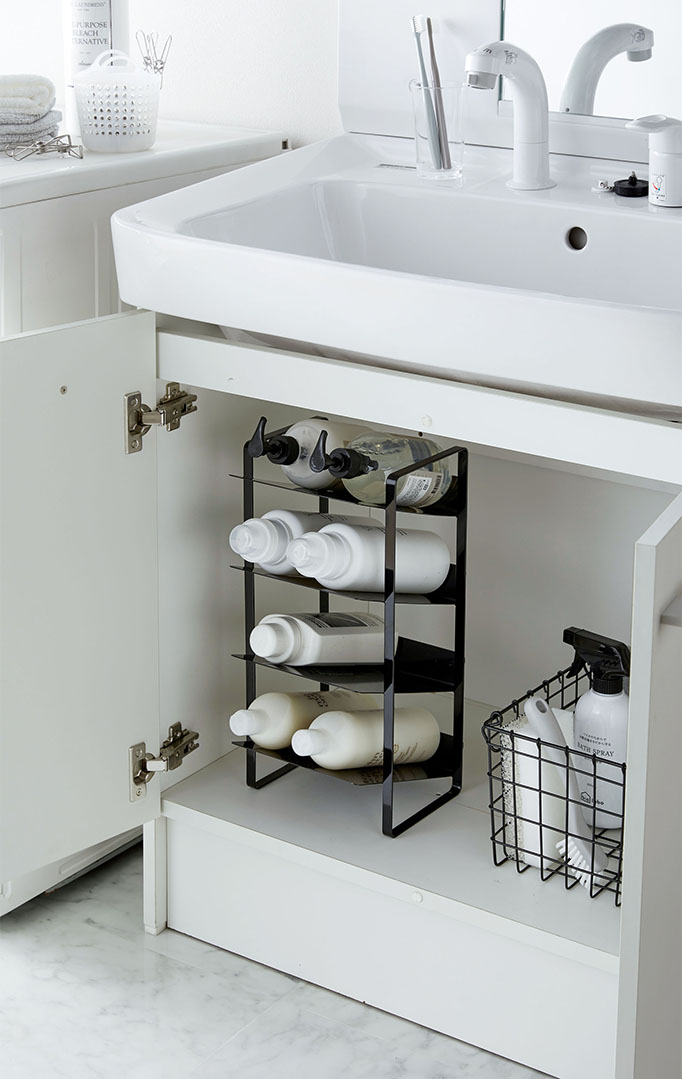 シンク下ボトルストッカー 4段 タワー ホワイト