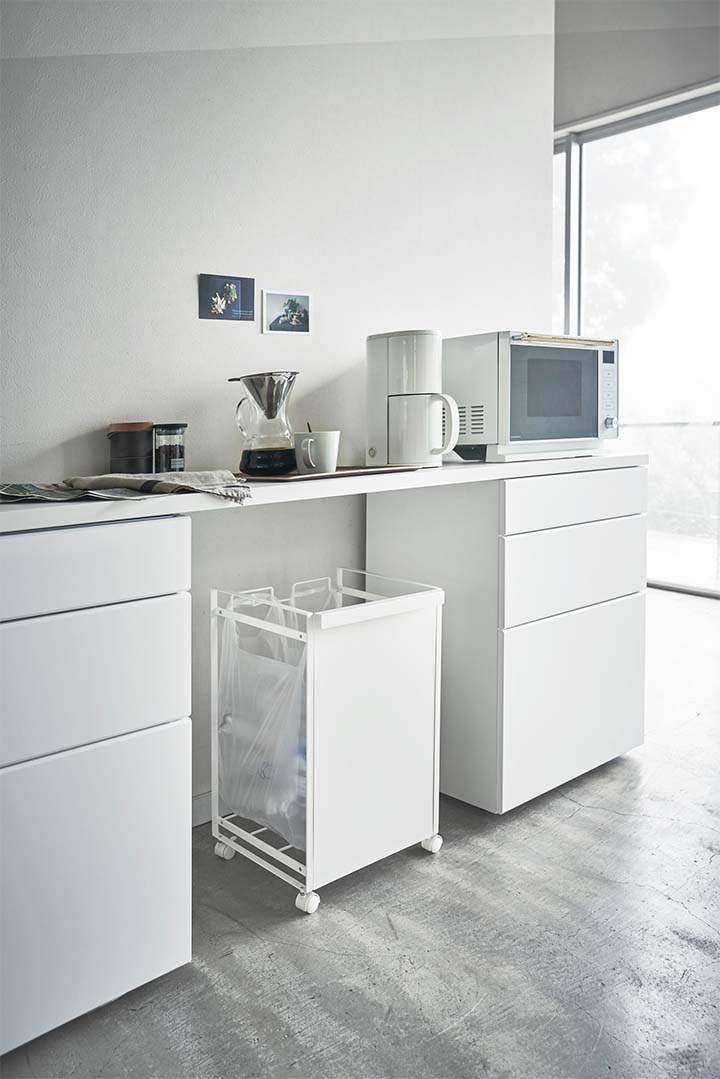 目隠し分別ダストワゴン タワー 2分別 ホワイト