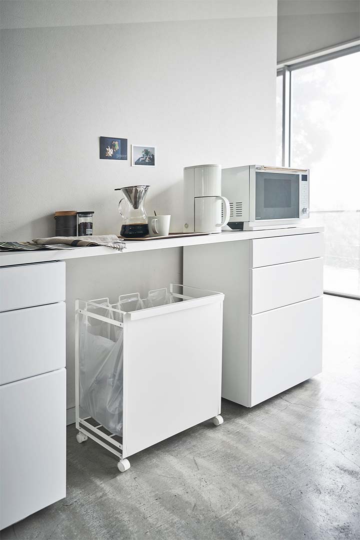 目隠し分別ダストワゴン タワー 3分別 ホワイト