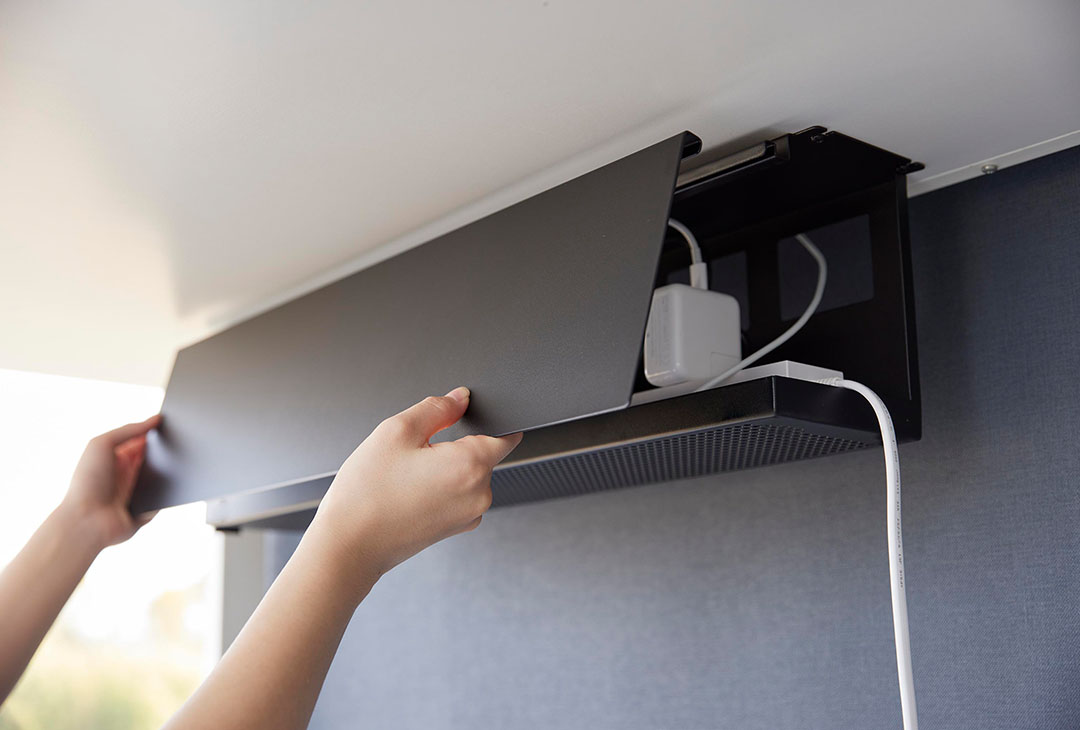 デスク下天板ケーブルラック タワー ロング ホワイト