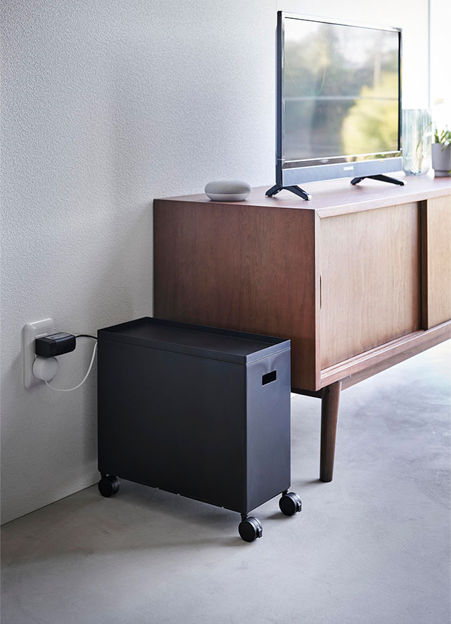 蓋付き収納ボックスワゴン タワー L ホワイト