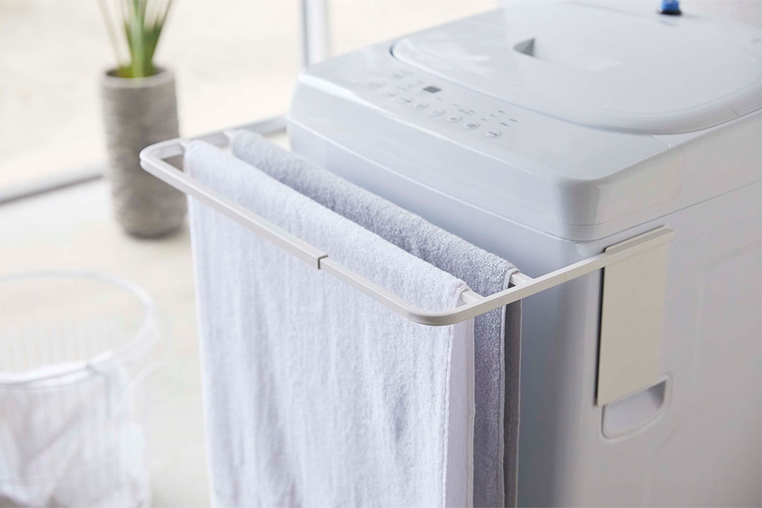 マグネット伸縮洗濯機バスタオルハンガー プレート ホワイト