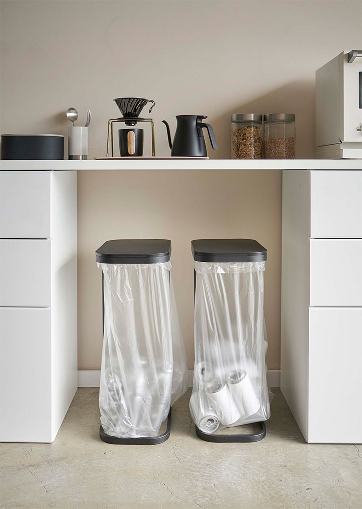 横開き分別ゴミ袋ホルダー ルーチェ ブラック