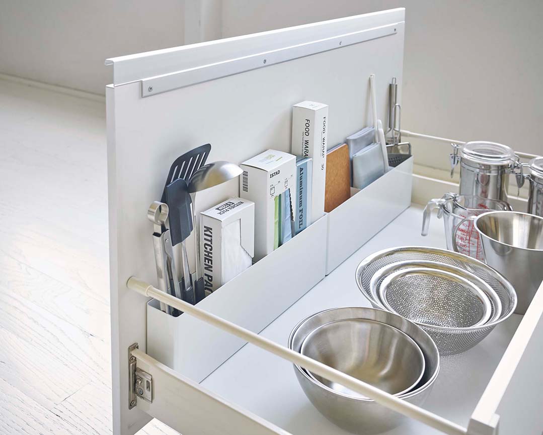 シンク下仕切り付きワイドラック タワー ホワイト