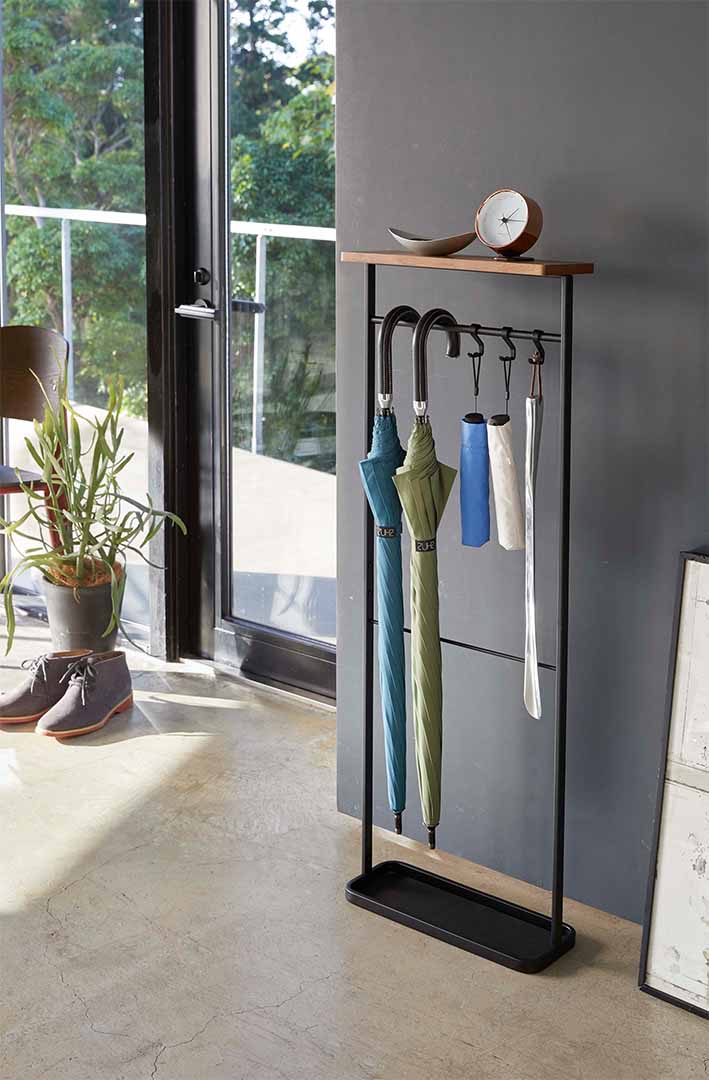 天板付き引っ掛け傘立て タワー ブラック