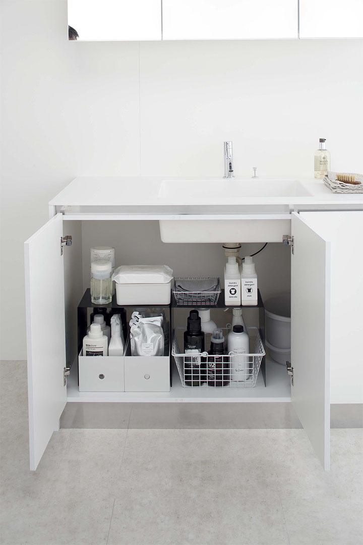 収納ボックス上ラック タワー 2個組 ホワイト