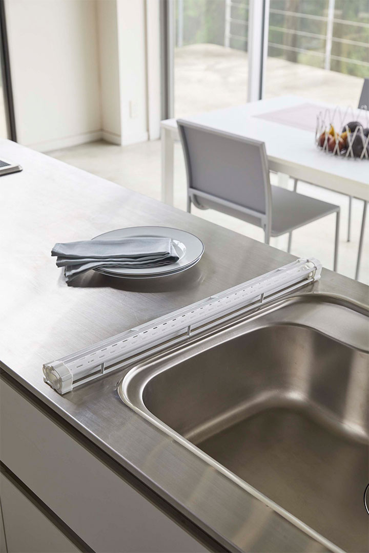 折り畳み水切り タワー シリコーントレー付き S ホワイト