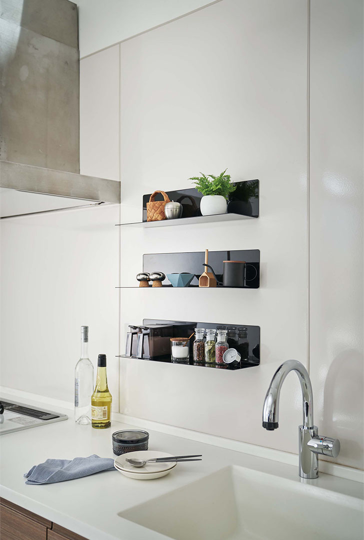 マグネットキッチン棚 タワー ワイド ホワイト