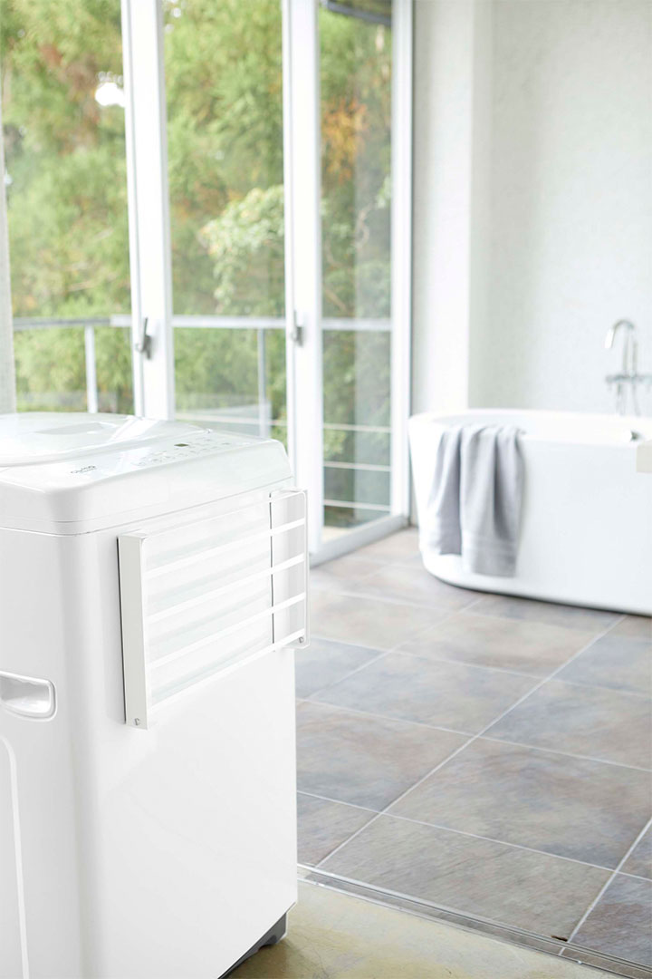 洗濯機横マグネット折り畳み棚 タワー ホワイト