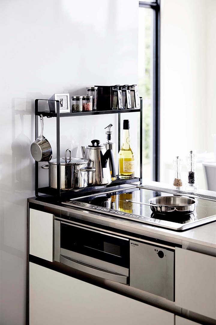 コンロ横ラック2段 タワー ブラック