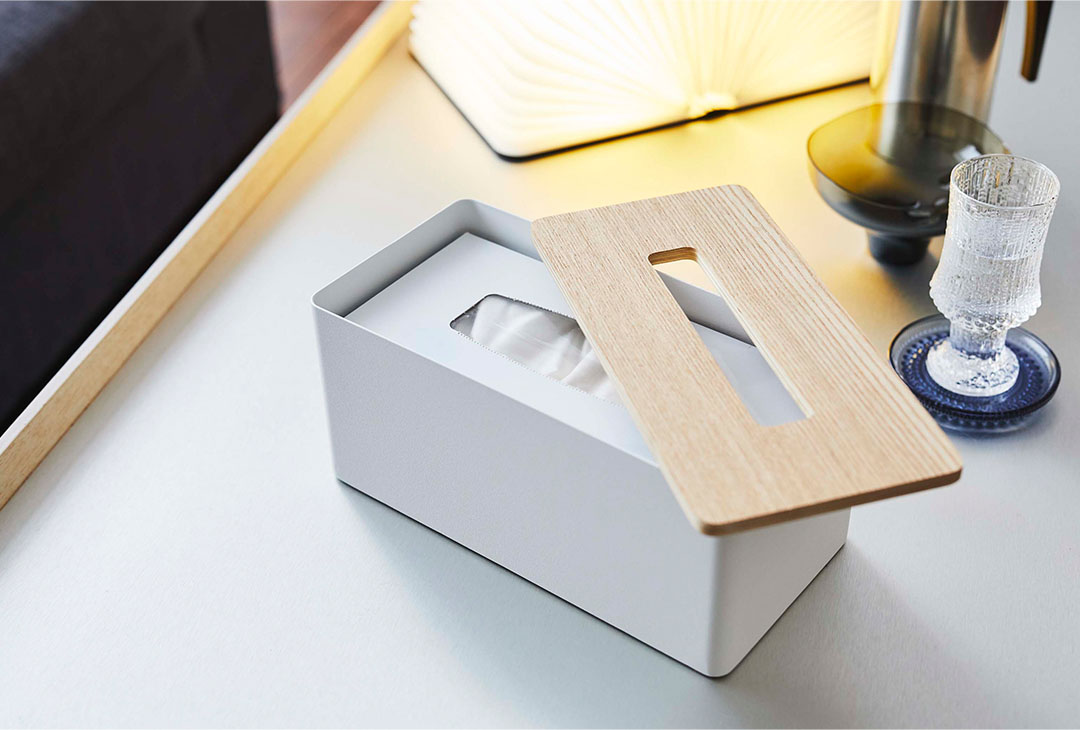 厚型対応蓋付きティッシュケース リン ブラウン