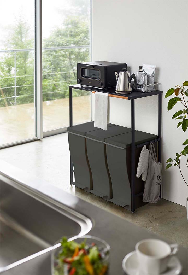 伸縮 ゴミ箱上ラック タワー ホワイト