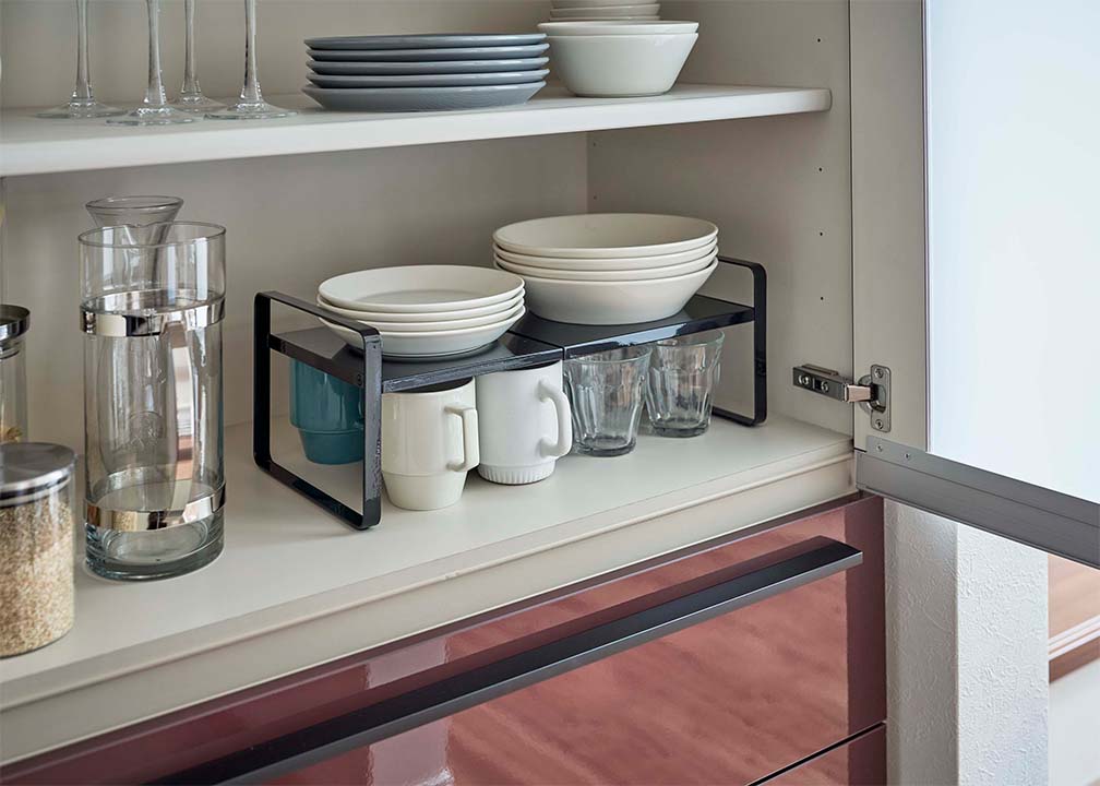 伸縮収納ラック タワー 2段 ホワイト