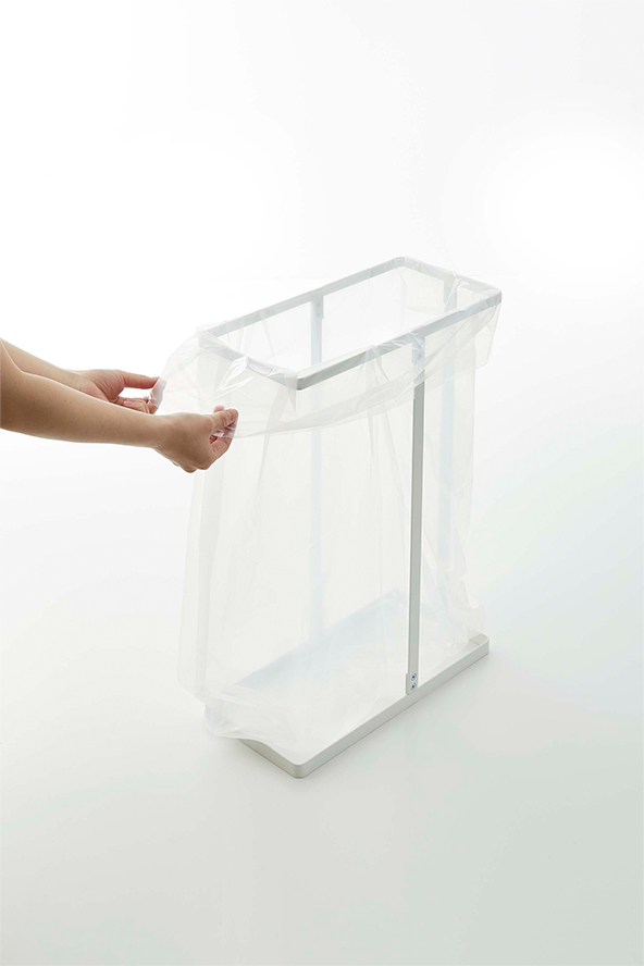 スリム蓋付き分別ゴミ袋ホルダー タワー 45L ホワイト