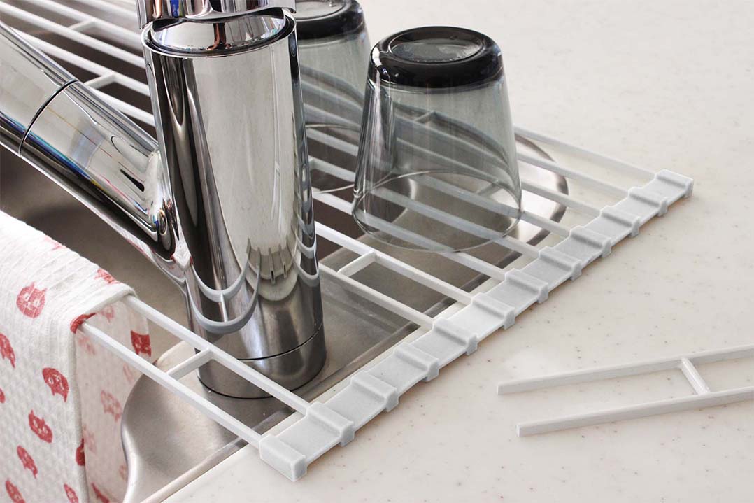 折り畳み水切りラック タワー L ホワイト