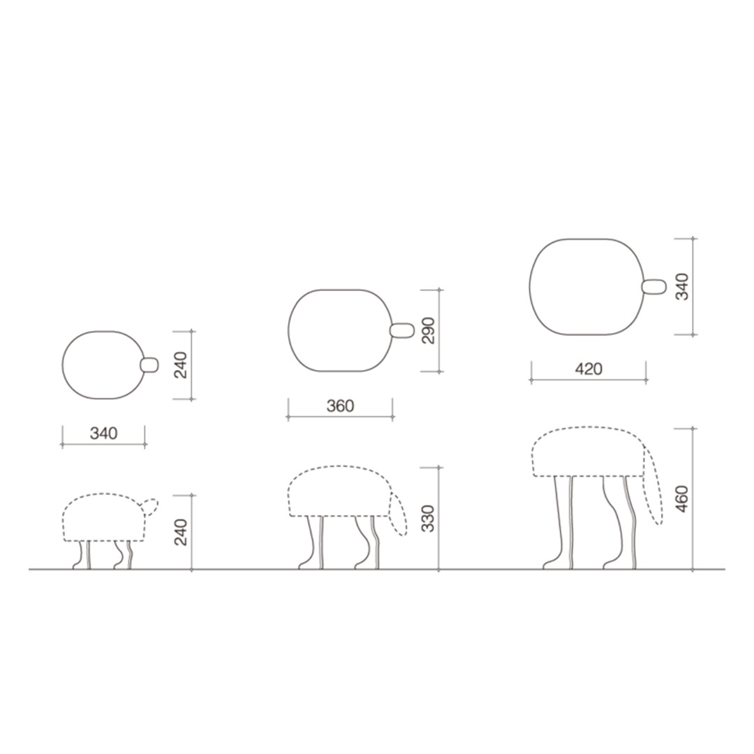 ANIMAL STOOL S ウルフグレーミックス