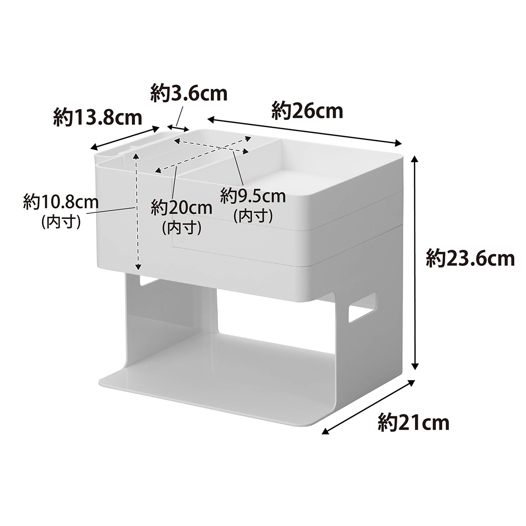 ネイルライト＆ジェルネイル用品収納ケース タワー ホワイト