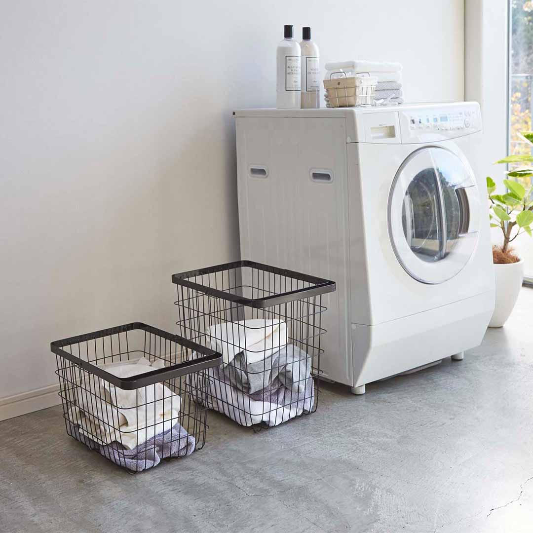 ランドリーワイヤーバスケット タワー L ブラック
